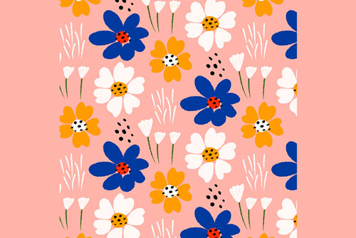 دانلود وکتور طرح گرافیکی پترن گل های نقاشی شده با دست بصورت لایه باز و قابل ویرایش